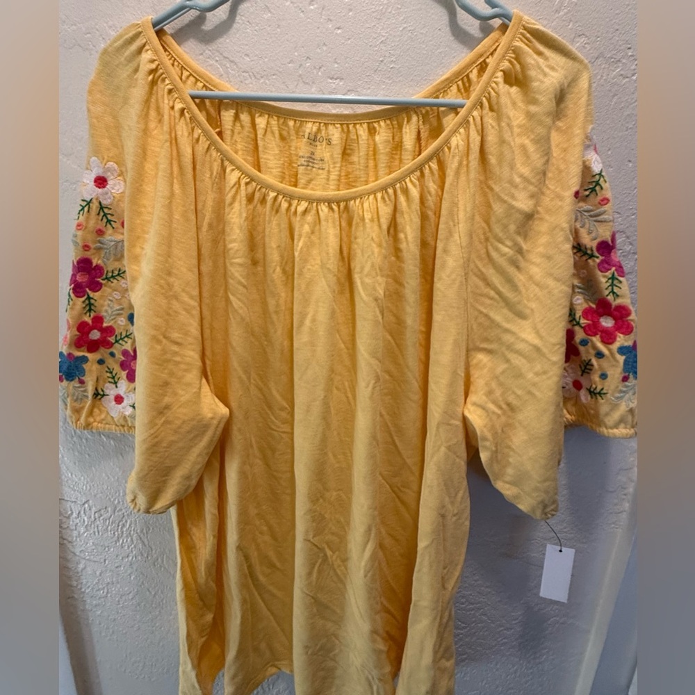 Yellow Talbots NWT Floral Embroidered Women's Top